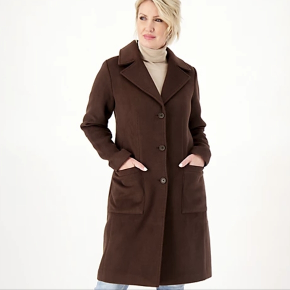 NEW Candace Cameron Bure Java Chocolate Tailored Faux Wool Long Coat 4X PLUS - Picture 5 of 15